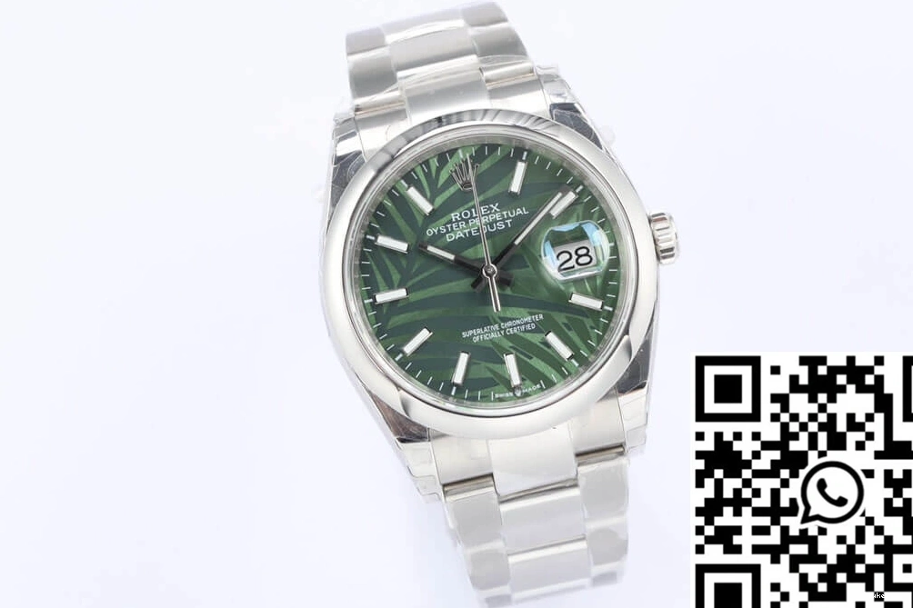 Dial Rolex Datejust M126200-0020 Factory Leaf EW Green Pattern Palm Olive 0908